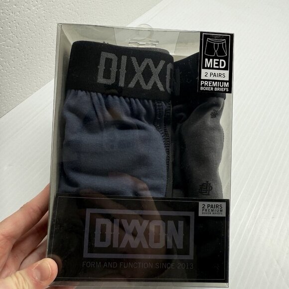 Dixxon Boxer Briefs Men's 2 Pack Medium Black Gray Underwear Premium Stretch NWT - Picture 1 of 4